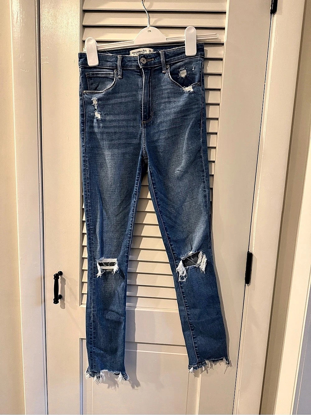 Abercrombie & Fitch The Super Skinny Ankle High Rise Skinny Jeans Blue Waist 25